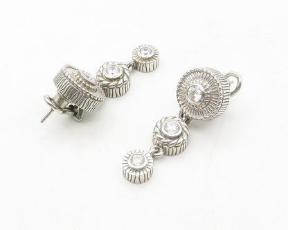 JUDITH RIPKA 925 Silver  Vintage Topaz Graduated Twist Dangle Earrings  EG6774