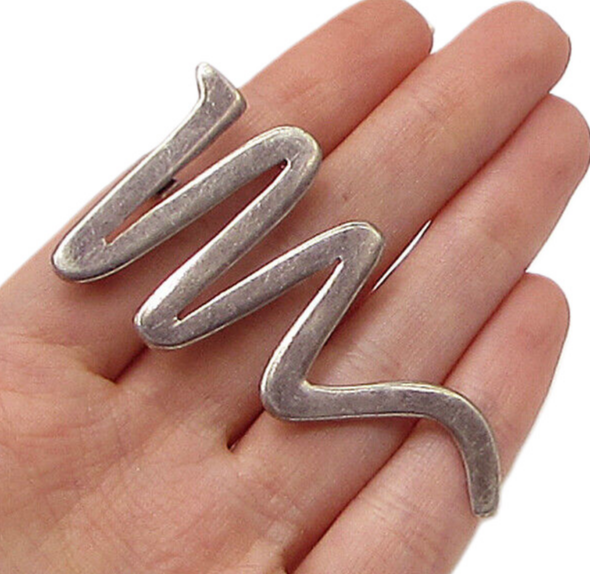 MEXICO 925 Sterling Silver Vintage Zig Zag Swirl Pendant Brooch Pin BP1008