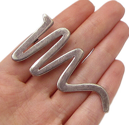 MEXICO 925 Sterling Silver Vintage Zig Zag Swirl Pendant Brooch Pin BP1008