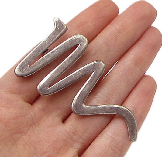 MEXICO 925 Sterling Silver Vintage Zig Zag Swirl Pendant Brooch Pin BP1008