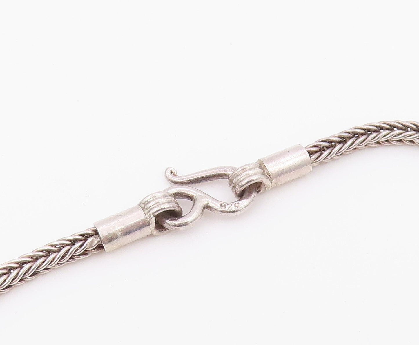 925 Sterling Silver  Vintage Shiny Hollow Elephant Wheat Chain Necklace NE3541