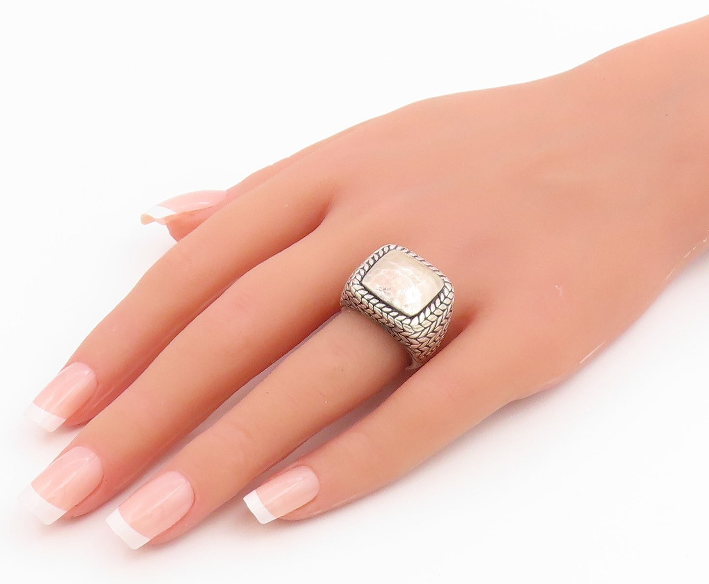 925 Sterling Silver Vintage Ring SILPADA Hammered Braided Square  Sz 7  RG35399