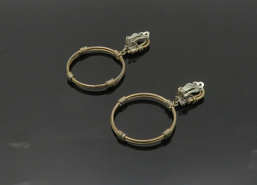 925 Sterling Silver  Vintage Wire Wrapped Non Pierce Dangle Earrings  EG10005