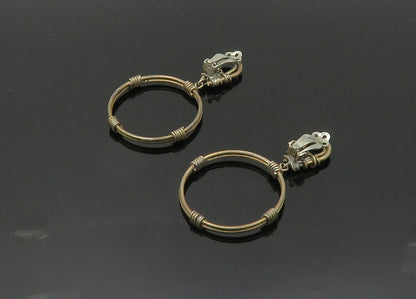 925 Sterling Silver  Vintage Wire Wrapped Non Pierce Dangle Earrings  EG10005
