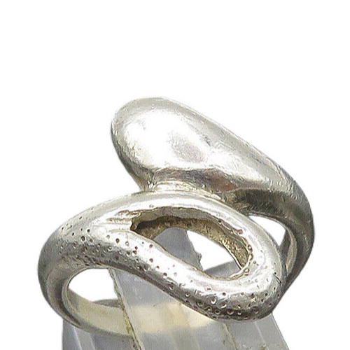 925 Sterling Silver  Vintage Shiny Loop Bypass Style Band Ring Sz 6  RG22428