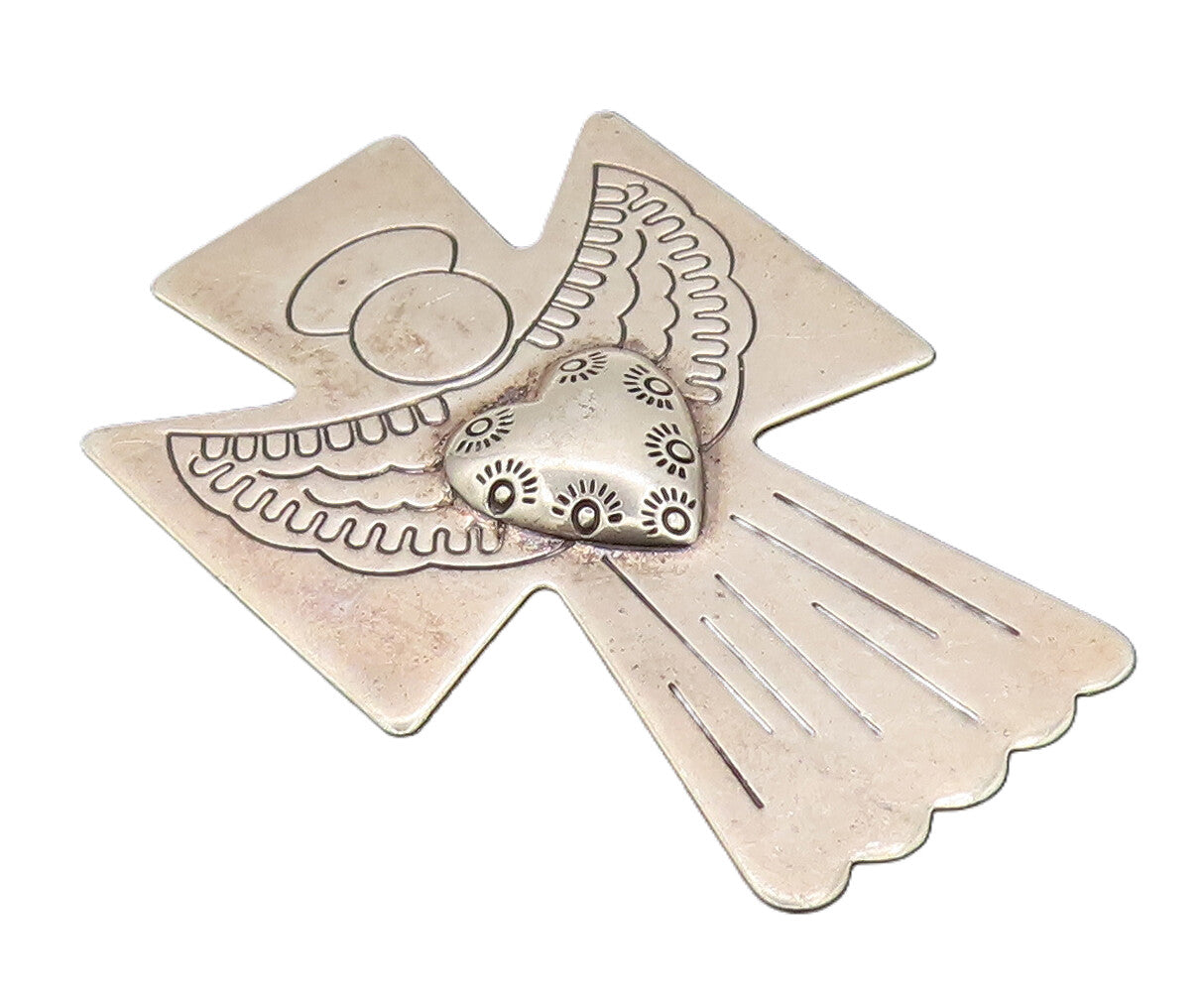 CAROLYN POLLLACK 925 Silver  Vintage Flying Angle Cross Brooch Pin  BP10381