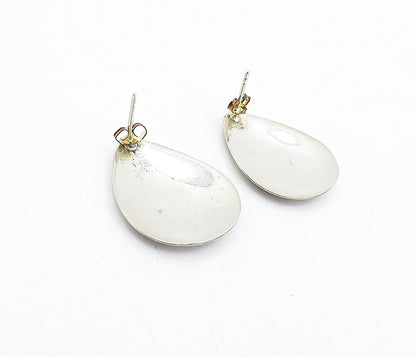 925 Sterling Silver  Vintage Two Tone Swirl Pattern Drop Earrings  EG2414