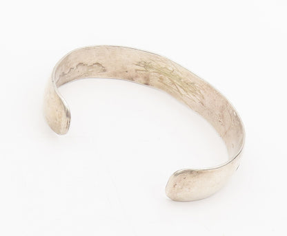 NAVAJO ZUNI 925 Silver  Vintage Wave Carved Plane Solid Cuff Bracelet  BT10088
