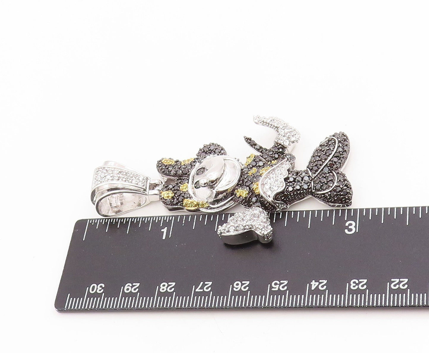 925 Sterling Silver Vintage Pendant Large CZ Cluster Minnie Mouse  PT25300