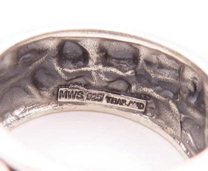 925 Sterling Silver Vintage Ring Minimalist Bubble Effect Etched  Sz 8  RG28652