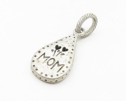 925 Sterling Silver  Vintage Mom Love Flowers Tear Drop Pendant  PT8931