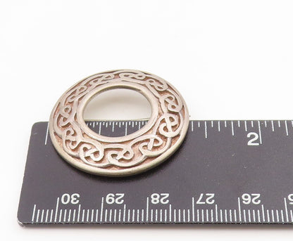 925 Sterling Silver Vintage Brooch Geometric Round Celtic Knot Design  BP12107