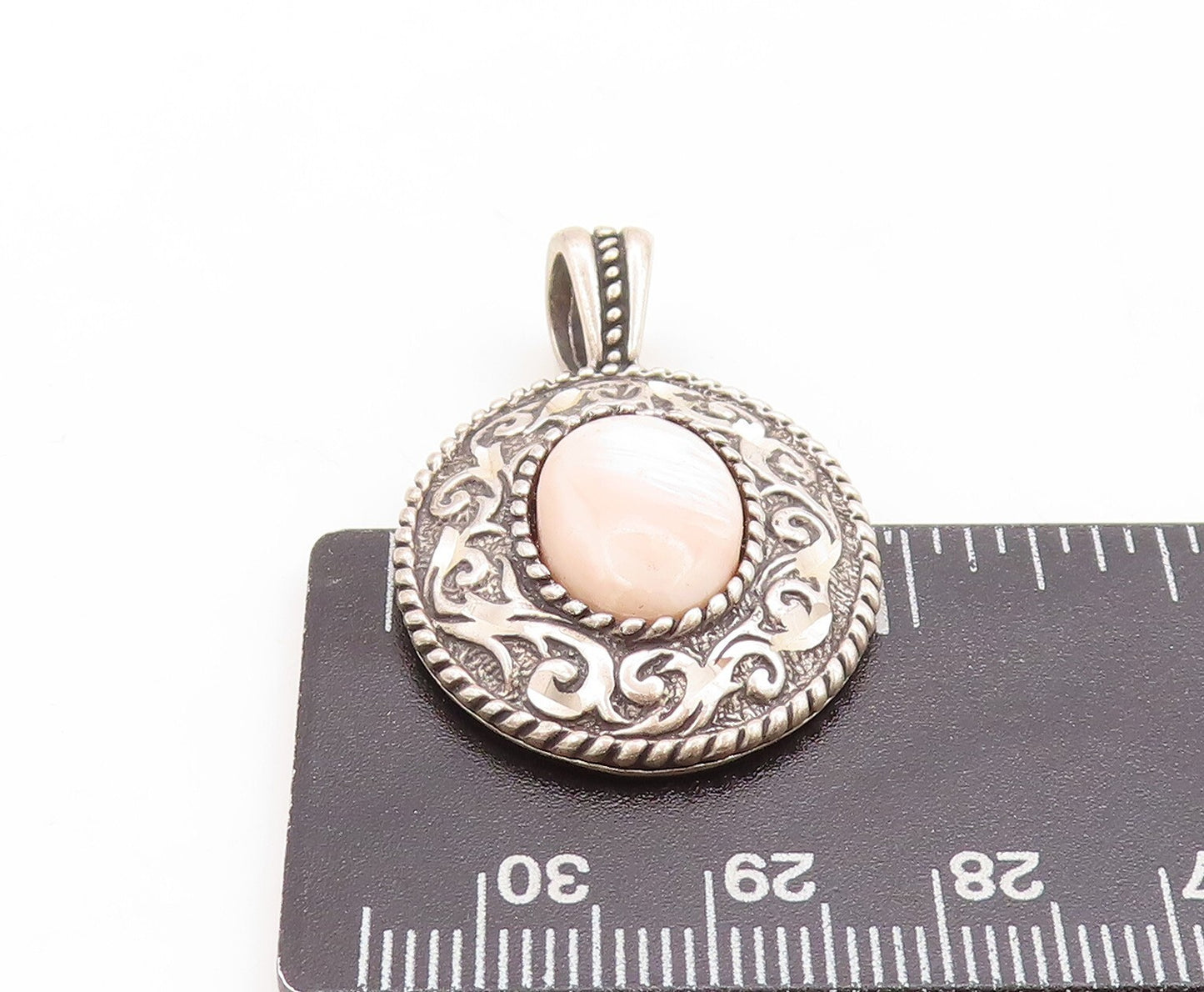 925 Sterling Silver Vintage Pendant CAROLYN POLLACK Carved Gemstone  PT23793