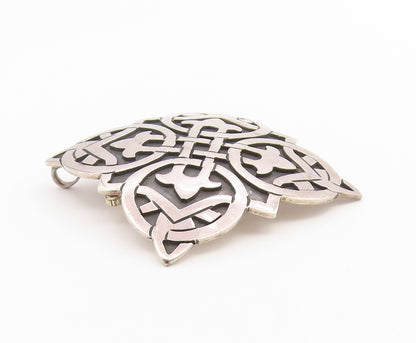 925 Sterling Silver Vintage Brooch Pin MEXICO Celtic Square Shield Knot  BP12669