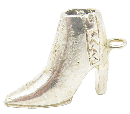 925 Sterling Silver  Vintage Petite High Heel Boot Shoe Motif Pendant  PT8756