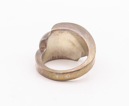 925 Sterling Silver Vintage Ring Antique Solid Domed Design Carved  Sz 7 RG28595