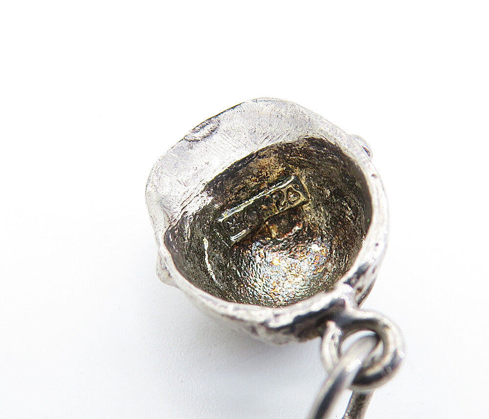 925 Sterling Silver  Vintage Petite Dark Tone Baseball Cap Pendant  PT5272