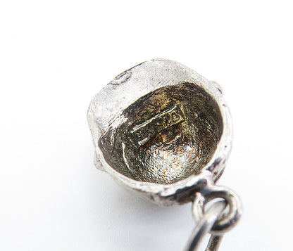 925 Sterling Silver  Vintage Petite Dark Tone Baseball Cap Pendant  PT5272