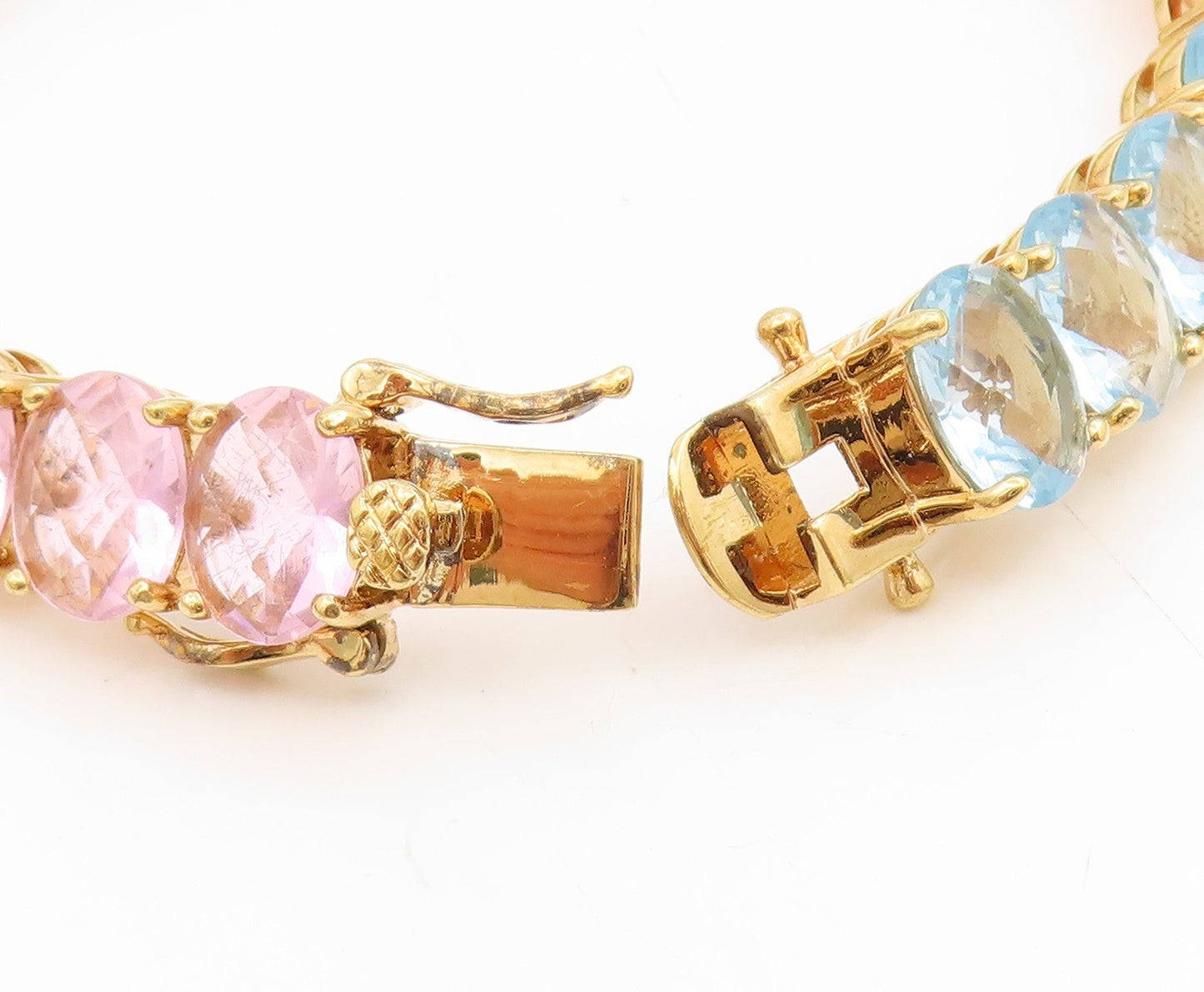 925 Sterling Silver Vintage Bracelet Gold Plated DAVID SIGAL Gemstone  BT11732