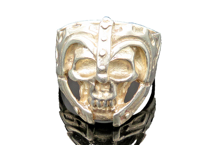 925 Sterling Silver  Vintage Heavy Skeleton Head Biker Ring Sz 17  RG22698