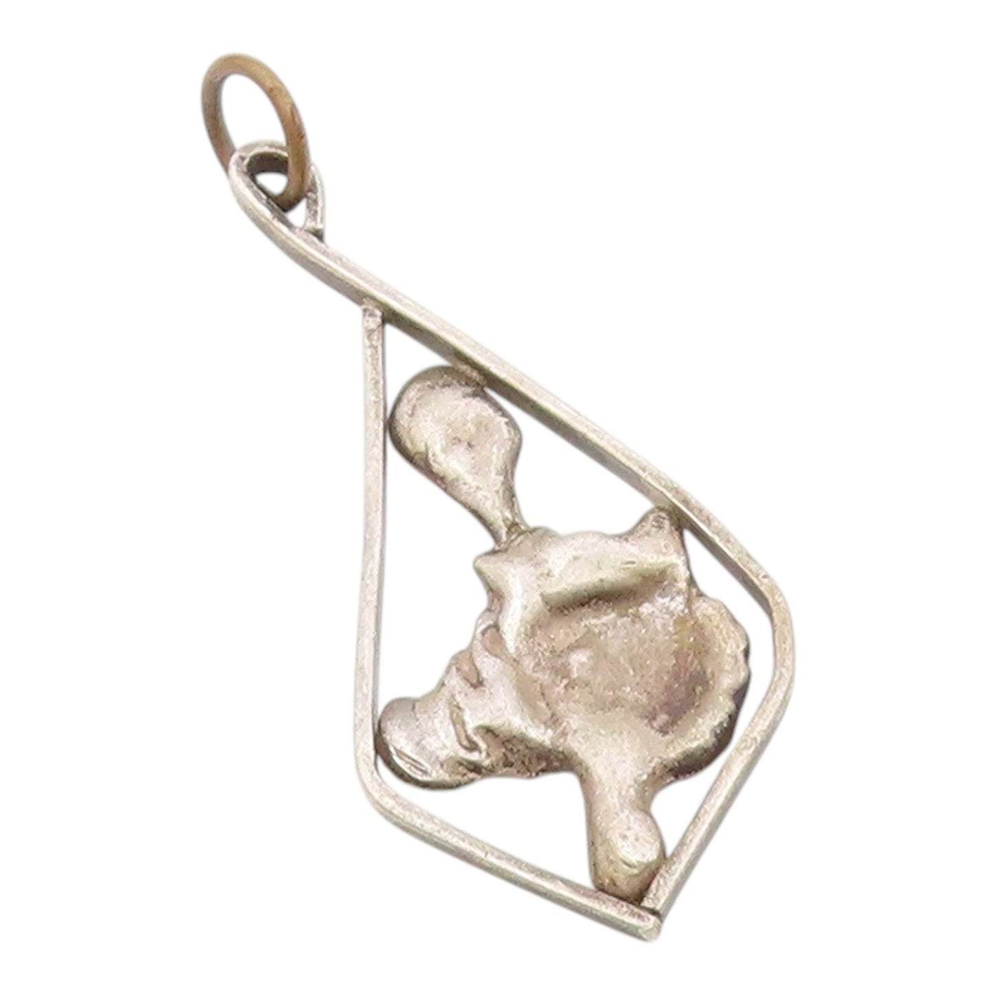 925 Silver  Vintage Modernist Abstract Open Diamond Shaped Pendant  PT20831