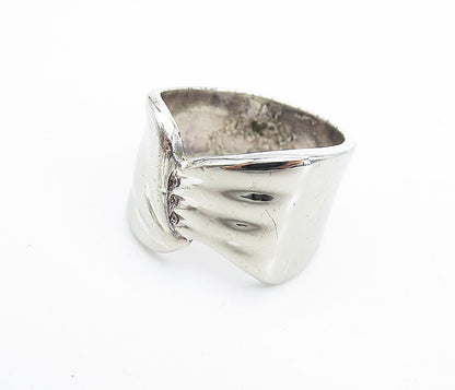 MEXICO 925 Silver  Vintage Polished Crinkle Detail Band Ring Sz 7.5  RG7408