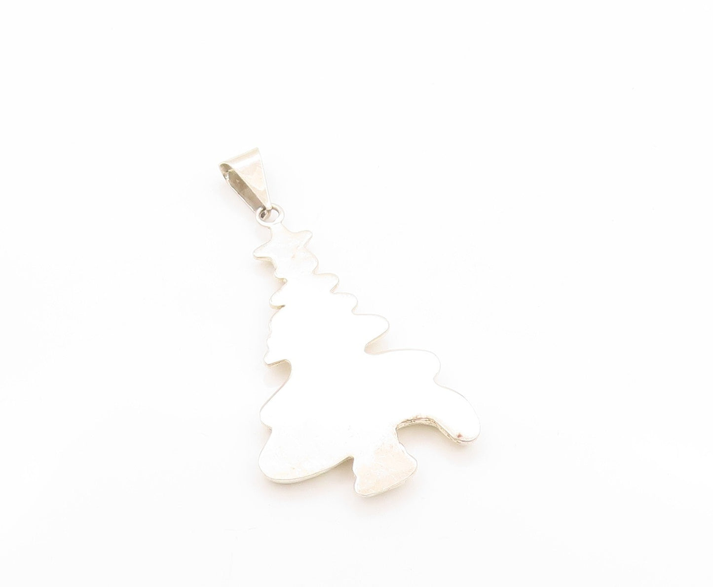925 Sterling Silver Vintage Pendant Brutalist Carved Christmas Tree  PT24133