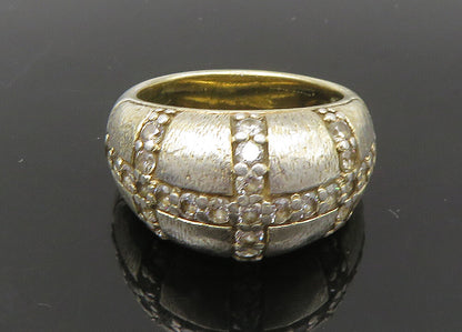 925 Sterling Silver  Vintage Cubic Zirconia Crosses Band Ring Sz 6  RG22736