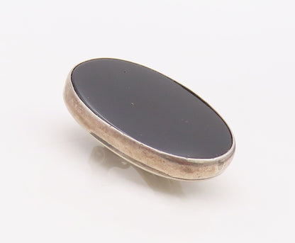 925 Sterling Silver Vintage Earrings NEX NAVAJO Large Oval Onyx  EG13426