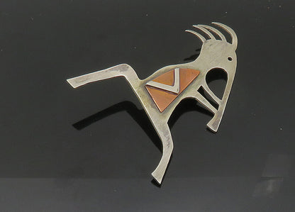 DESIGNER 925 Silver  Vintage Modernist Kokopelli Dancer Brooch Pin  BP8161