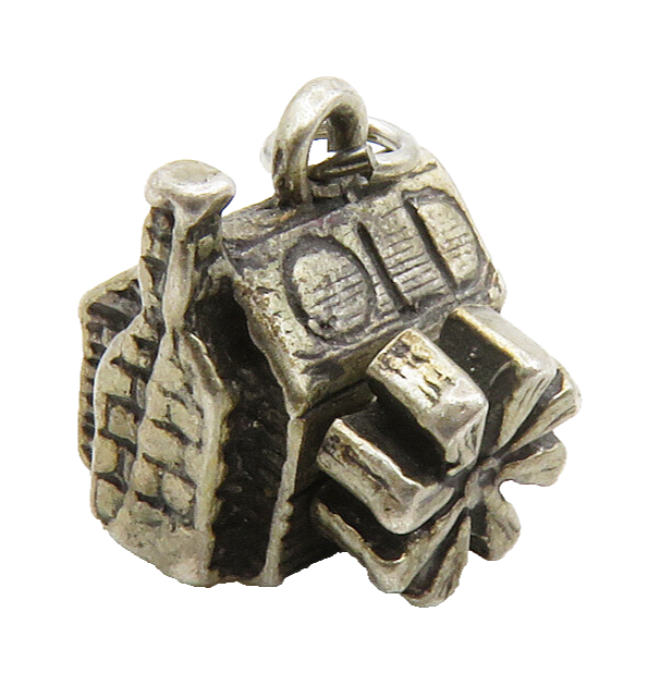 925 Sterling Silver  Vintage Petite Dark Tone House Motif Pendant  PT10238