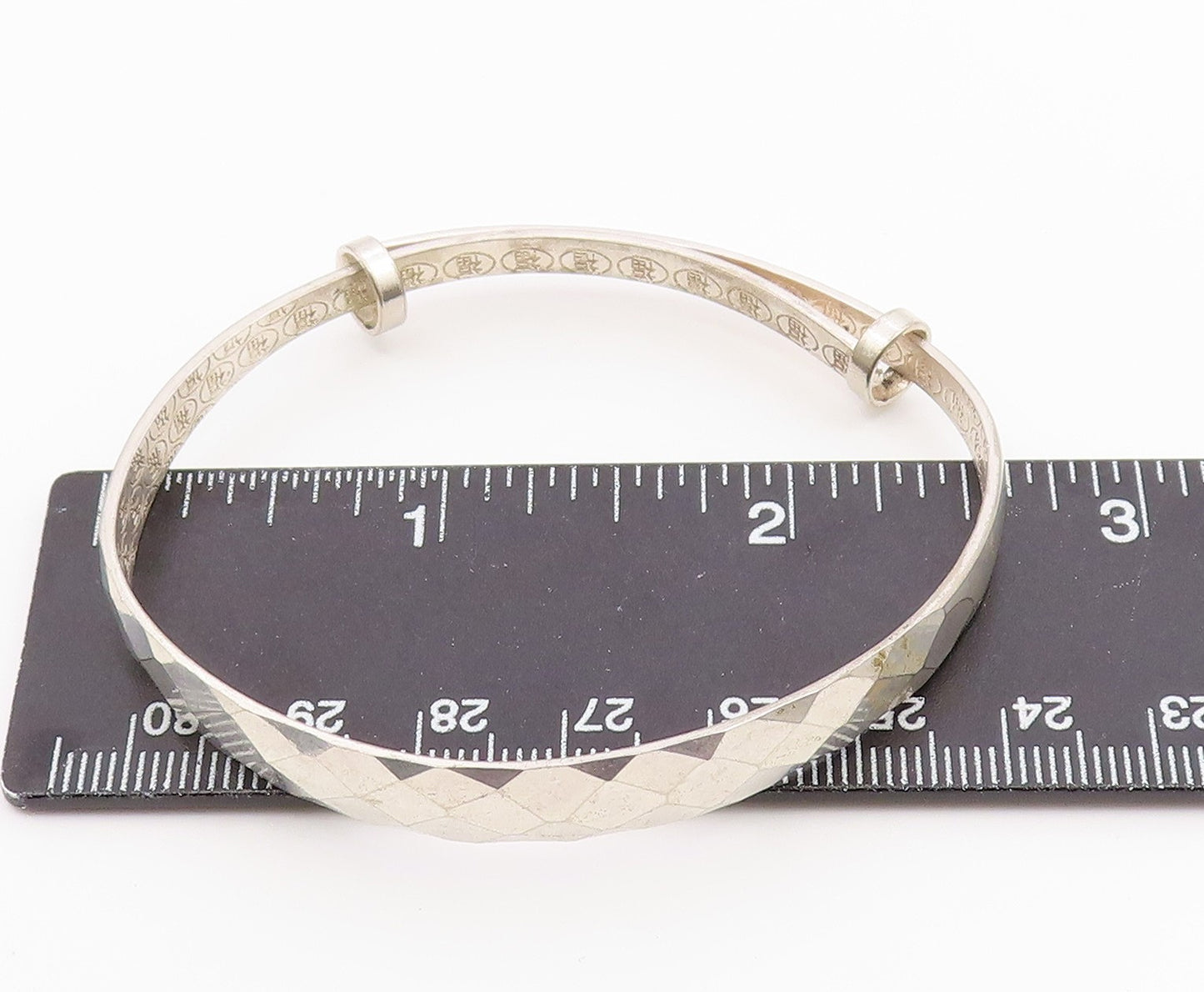 CHINESE 925 Silver  Vintage Diamond Pattern Hidden Message Bracelet  BT9363