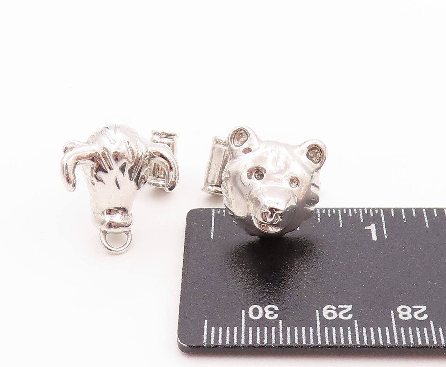925 Sterling Silver Vintage Cuff Links Bear & Bull Stock Market Trader  TR3942