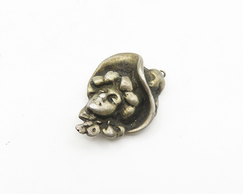925 Sterling Silver  Vintage Antique Oxidized Woman's Face Pendant  PT14342
