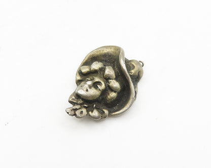 925 Sterling Silver  Vintage Antique Oxidized Woman's Face Pendant  PT14342