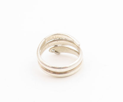 925 Sterling Silver Vintage Ring Dangling CZ Star Spiral Coil  Sz 7.5  RG33885