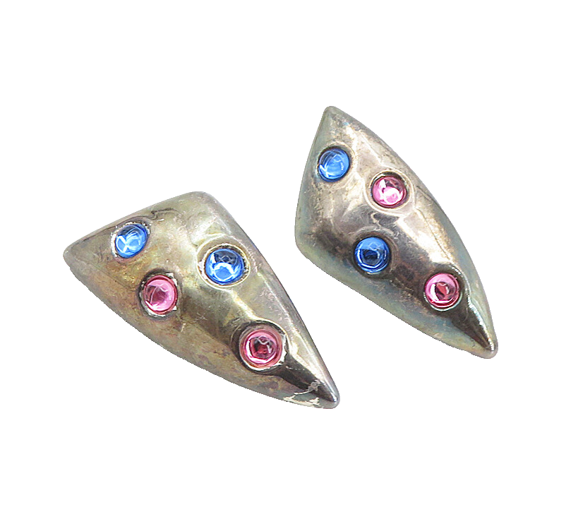 FREDERIC JEAN DUCLOS 925 Sterling Silver Vintage Earrings Multi Gemstone EG4518