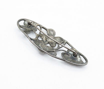 DANECRAFT 925 Silver  Vintage Dark Tone Floral Vine Motif Brooch Pin  BP1706