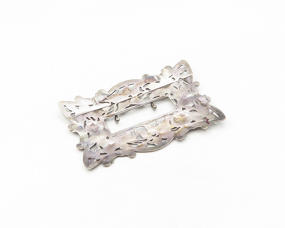 925 Sterling Silver  Vintage Antique Floral Vine Motif Belt Buckle  TR2423