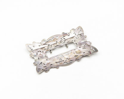 925 Sterling Silver  Vintage Antique Floral Vine Motif Belt Buckle  TR2423