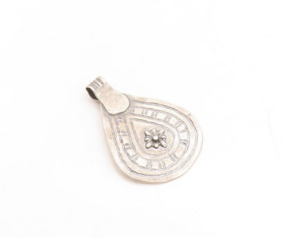 925 Sterling Silver Vintage Pendant Dark Tone Flower & Design Etched  PT23743