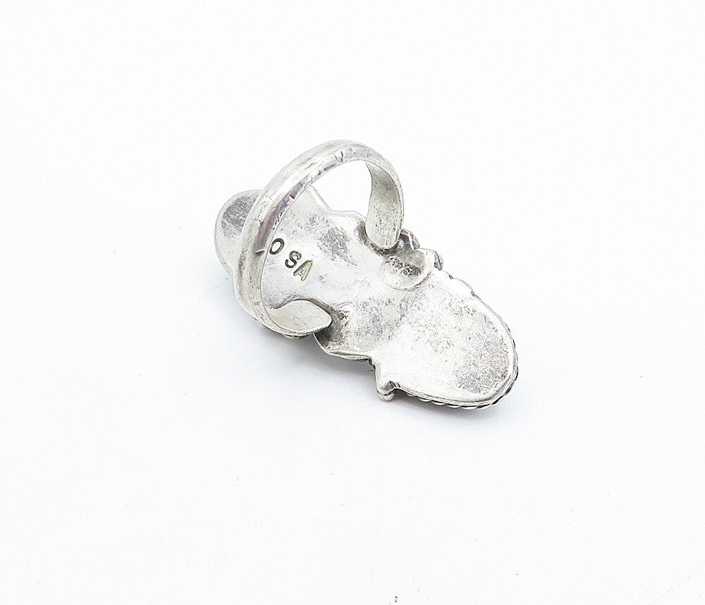NAVAJO 925 Sterling Silver  Vintage Tiger's Eye Cocktail Ring Sz 7  RG5307