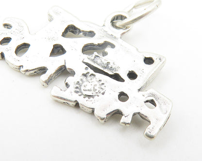 925 Sterling Silver  Vintage Shiny Best Friends Smooth Drop Pendant  PT8743