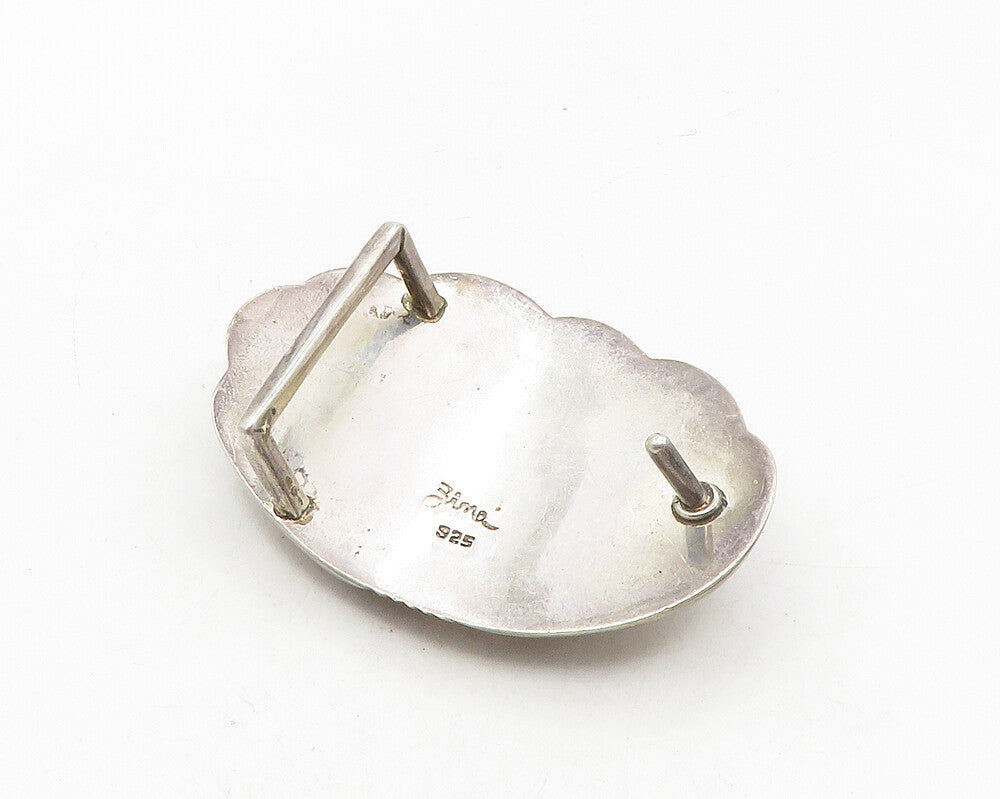 ZIMA 925 Sterling Silver  Vintage Shiny Hollow Scalloped Belt Buckle  TR1676