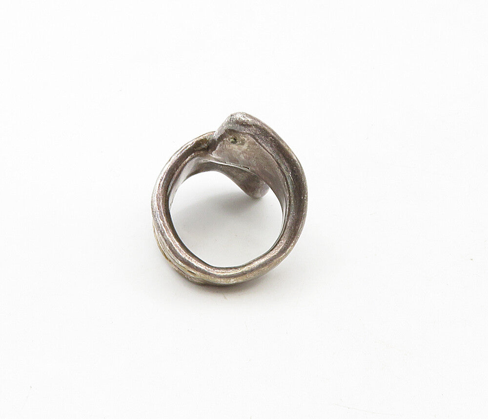 ISRAEL 925 Sterling Silver  Vintage Dark Tone Bypass Band Ring Sz 8.5  RG8888