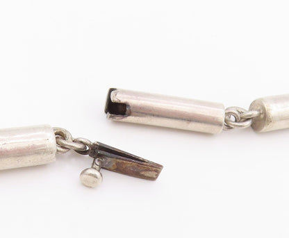 925 Sterling Silver Vintage Necklace Minimalist Geometric Cylinder Link   NE4725