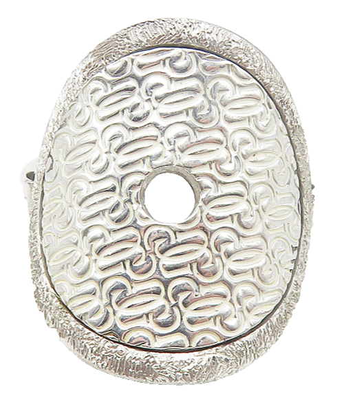 GUESS ITALY 925 Silver  Shiny Etched Logo Pattern Band Ring Sz 6  RG10993