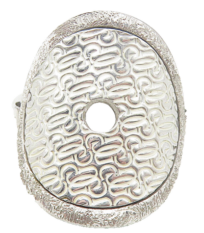 GUESS ITALY 925 Silver  Shiny Etched Logo Pattern Band Ring Sz 6  RG10993