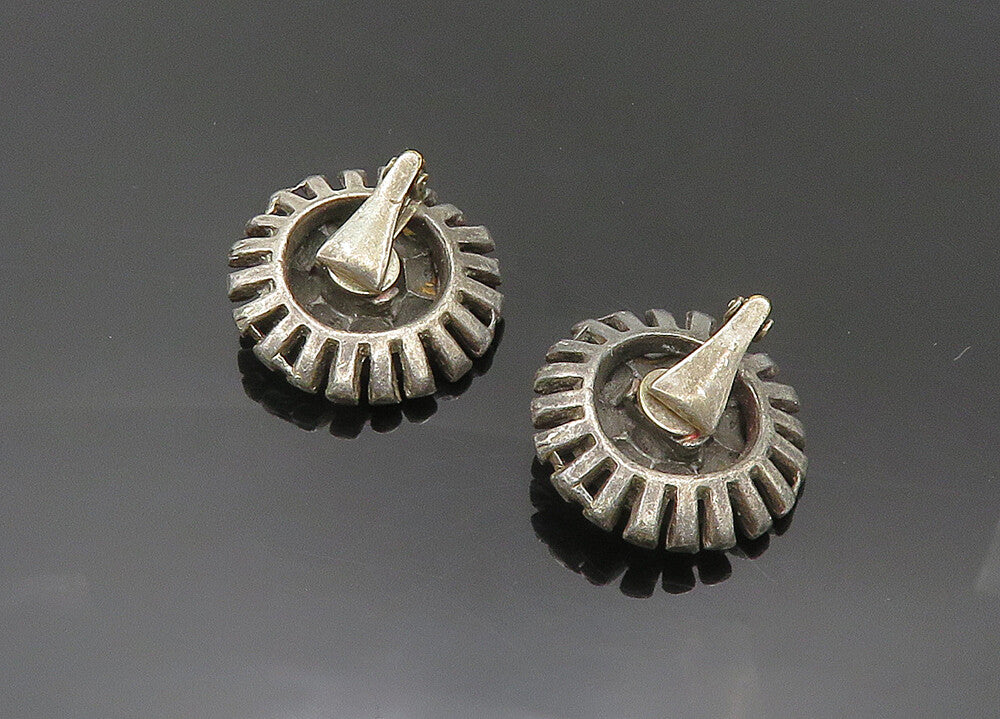 925 Sterling Silver  Vintage Antique Floral Non Pierce Earrings  EG10118