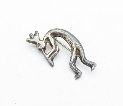 925 Sterling Silver  Vintage Oxidized Kokopelli Dancer Brooch Pin  BP2233